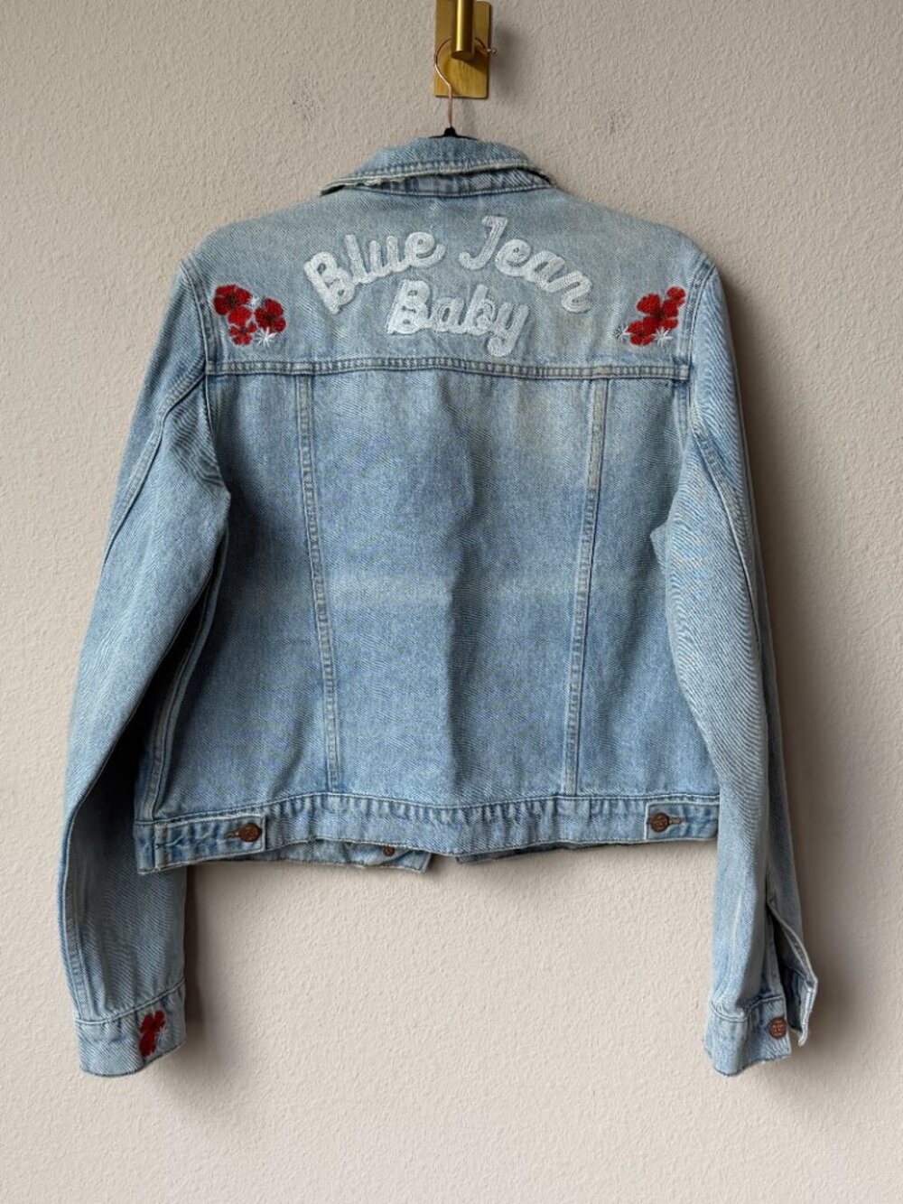 Marine Layer Blue Jean Baby Embroidered Denim Jacket Size XL - Picture 4 of 7